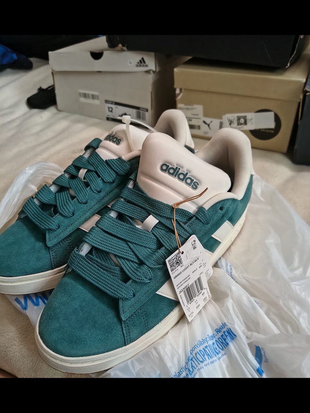 New W Tags Green White Old School Adidas Size 11.5 Mens